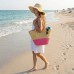 Straw Tote: Woven Wheat Straw Tote - 2 Tones - Pink - BG-R11052PK 